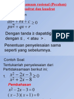 Pertidaksamaan Rasional (Pecahan) Kuadrat Dan Kuadrat