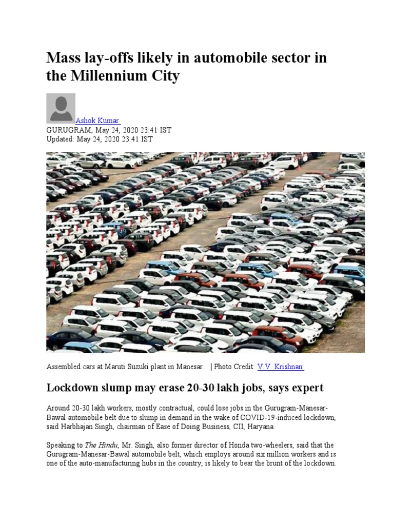 Mass Layoff Report 25th May 2020 PDF Economies