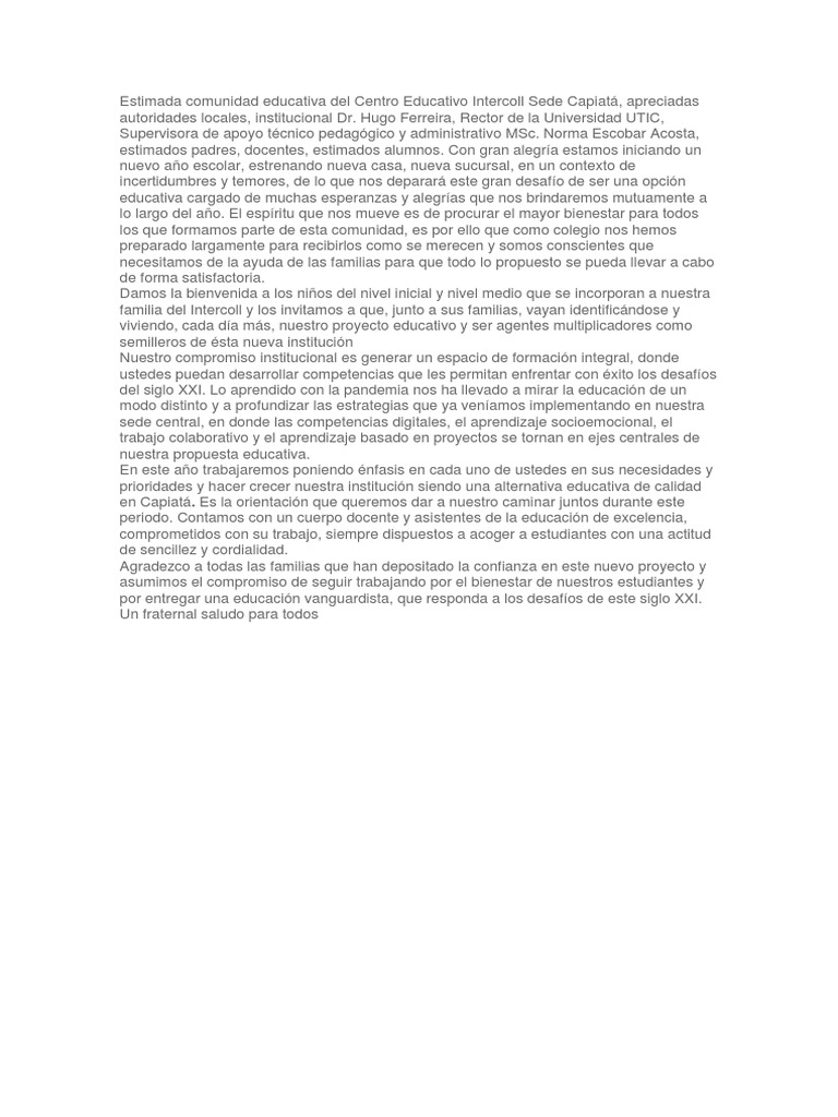 Bienvenida al Centro Educativo Intercoll | PDF | Enseñando | Cognición