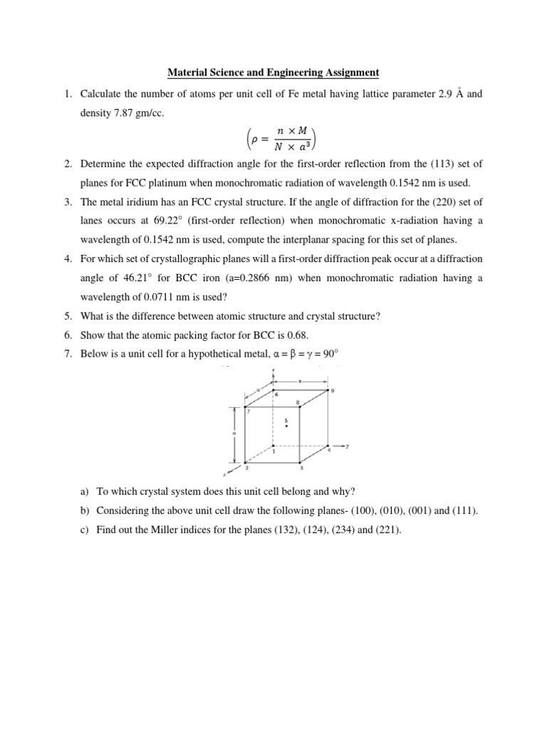 Material Science and Engineering Assignment | PDF