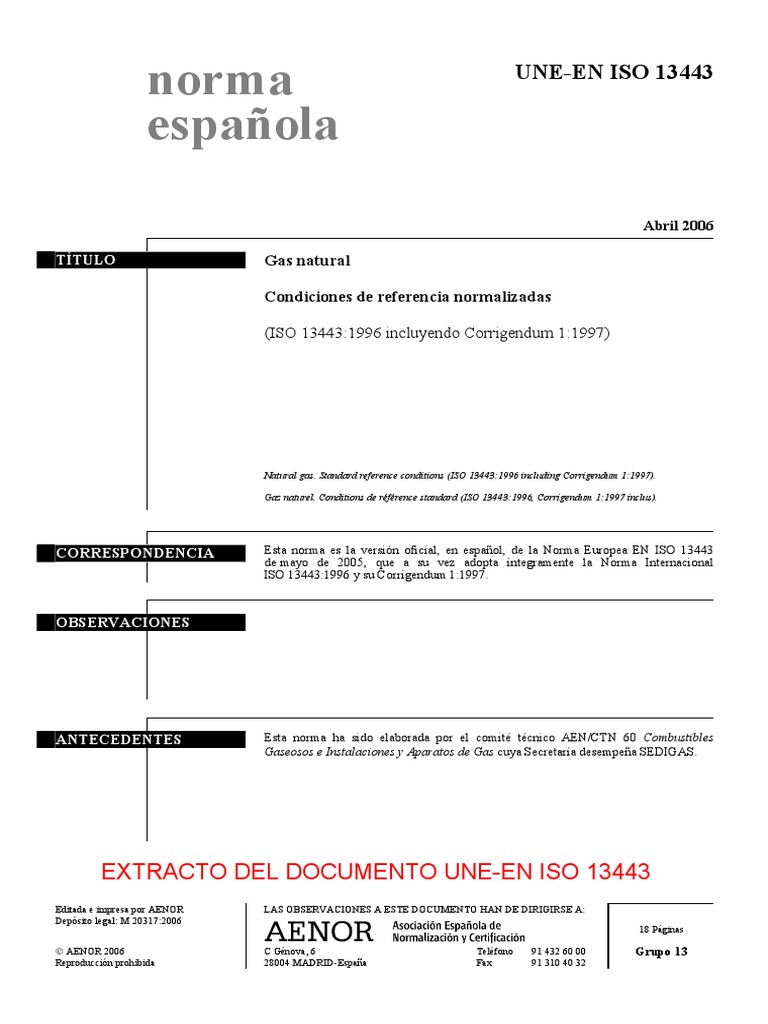 (Ex) Une-En Iso 13443 2006 | PDF | Gases | Organización internacional ...