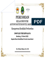 Peresmian Kelas Industri Hotel Aston Pasteur Bandung