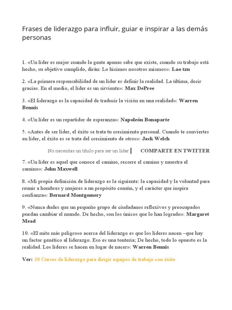 120 Frases de Liderazgo para Empoderarte y Guiar A Los Demás | PDF ...