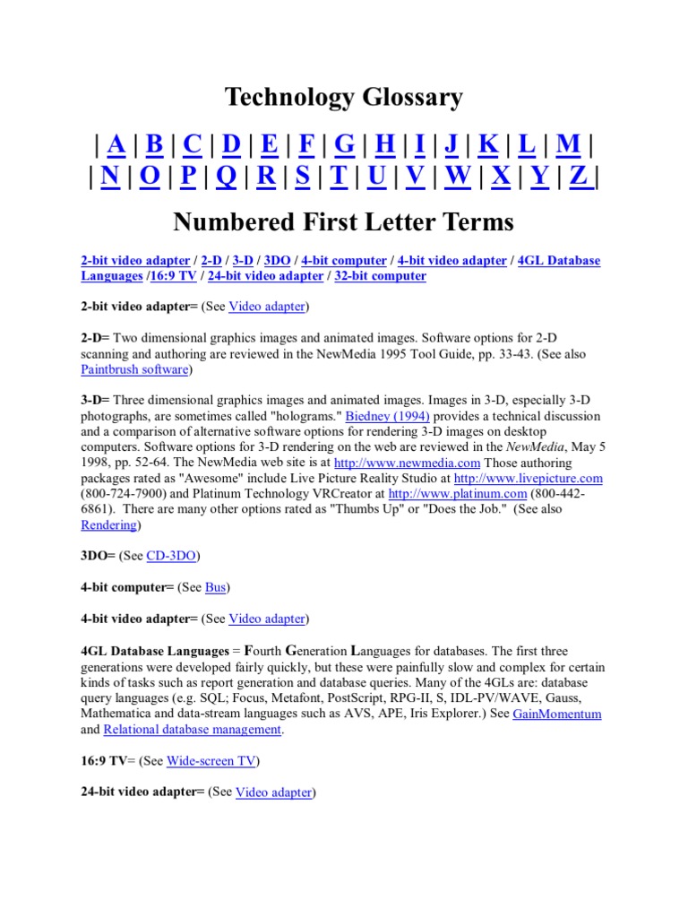 Technology Glossary 001 PDF Computer Network Personal Computers