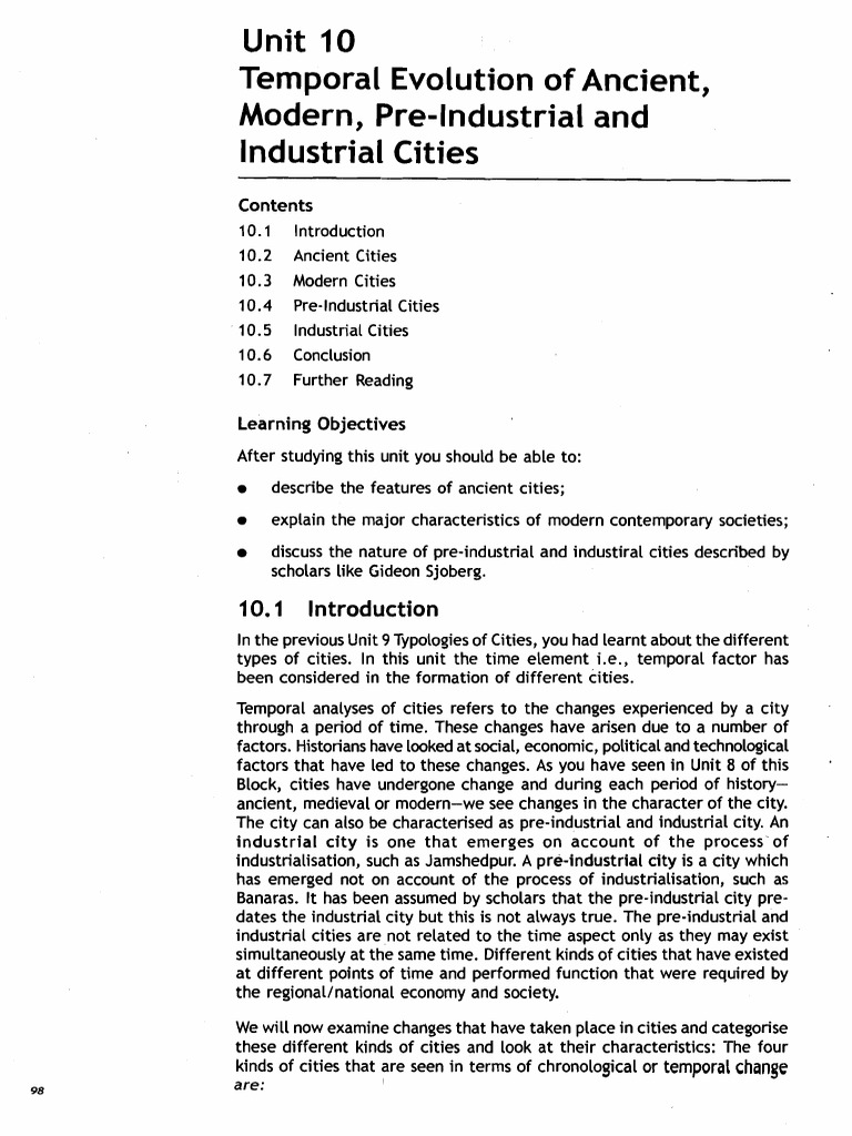 Unit Temporal Evolution of Ancient, Modern, PreIndustrial and Industrial Cities PDF Market