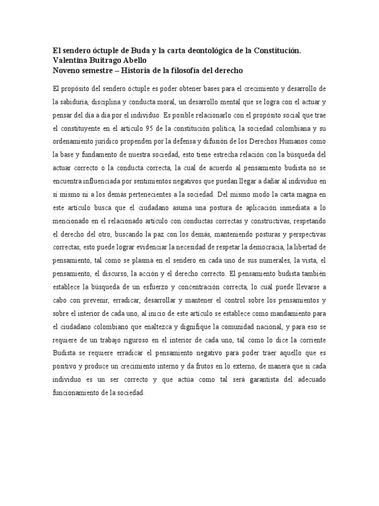 VALENTINA BUITRAGO - El Sendero Óctuple de Buda y La Carta Deontológica ...