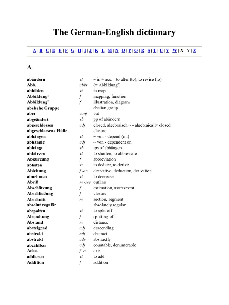 The German-English Dictionary | PDF