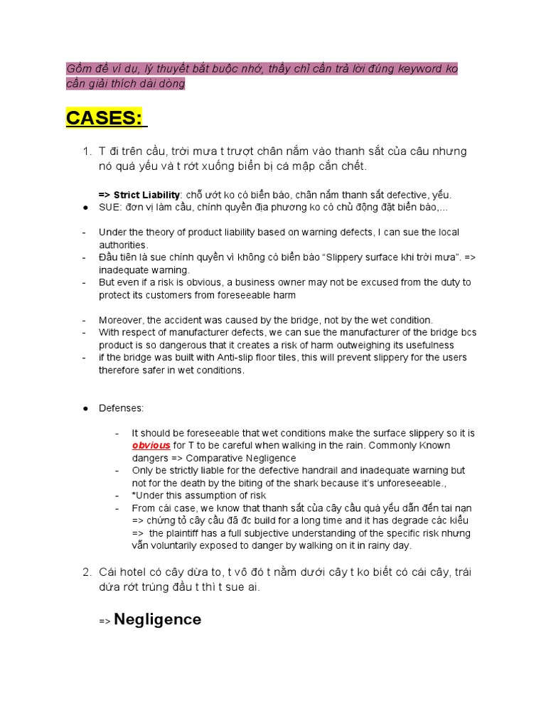 Tong Hop E Bl Cam Pdf Product Liability Negligence