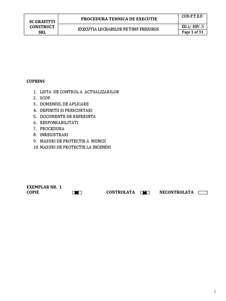 Program de Lucru Pe Timp Friguros | PDF