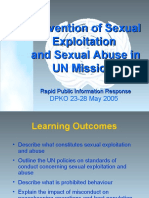 Prevention of Sexual Exploitation and Sexual Abuse in UN Missions