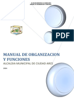 Manual de Organizacion Y Funciones: Alcaldia Municipal de Ciudad Arce