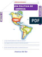 División Politica de América para Cuarto Grado de Primaria