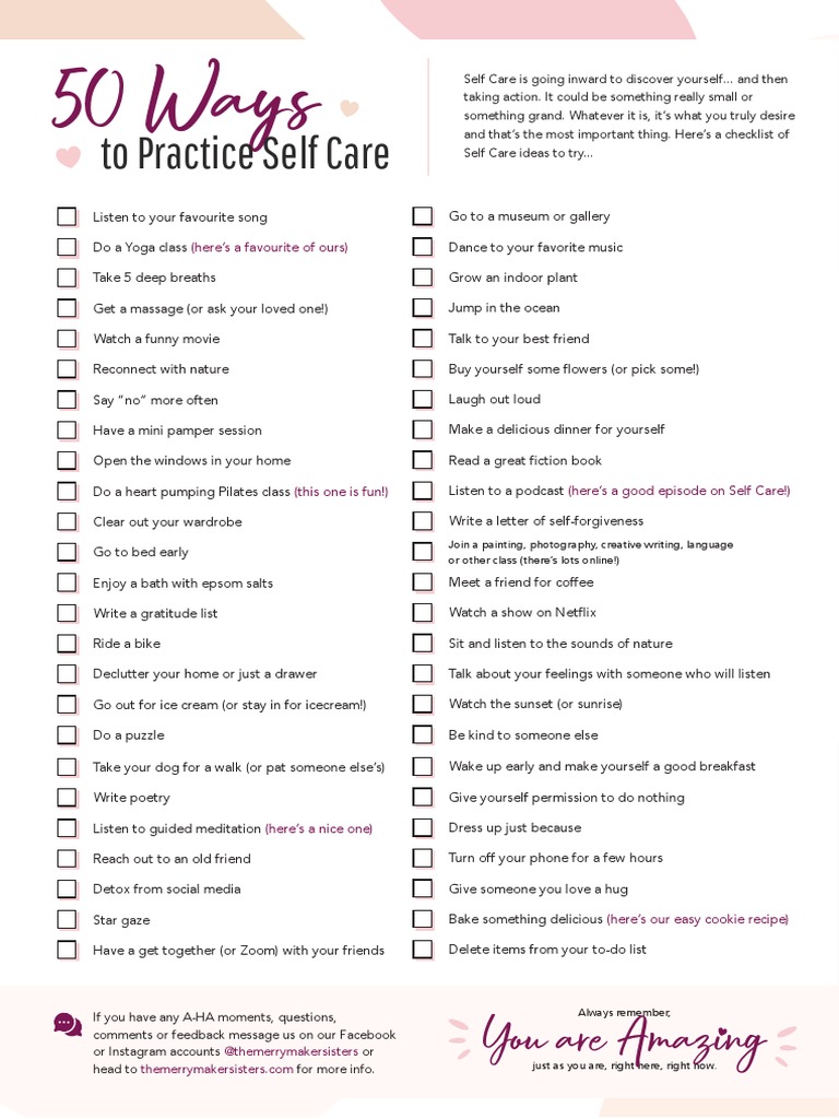 50 Ways To Practice Self Care Final Pdf