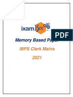 Memory Based Paper: IBPS Clerk Mains 2021