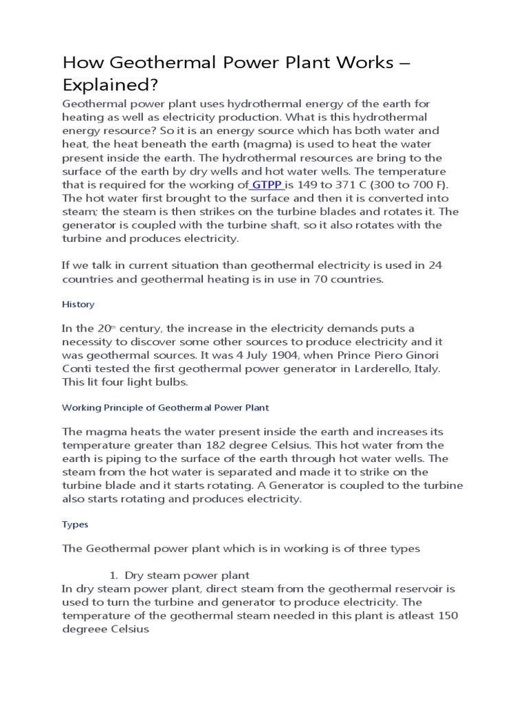 How Geothermal Power Plant Works | PDF | Power Station | Steam