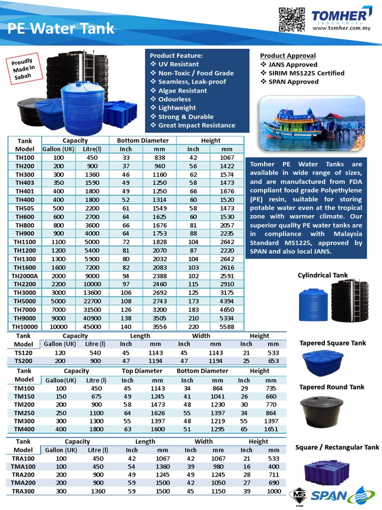 Tomher Water - Tank 2022 | Download Free PDF | Inch | Gallon