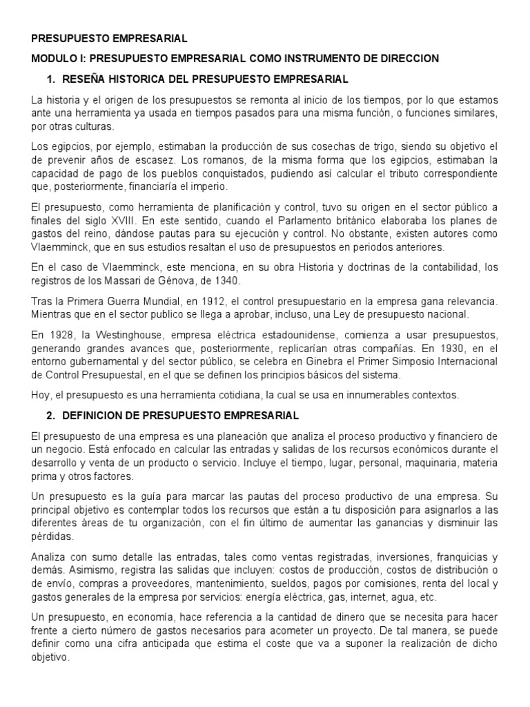 Guía Completa de Presupuesto Empresarial | PDF | Presupuesto ...