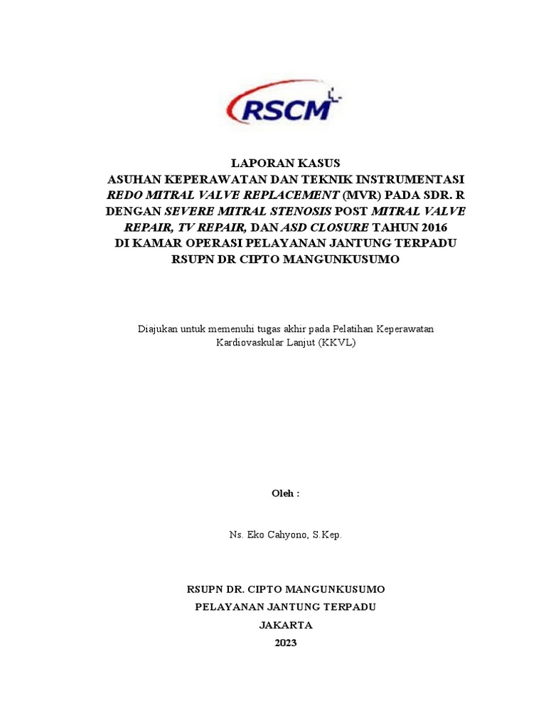 Redo MVR Severe Mitral Stenosis 2023 | PDF | Teknologi & Rekayasa