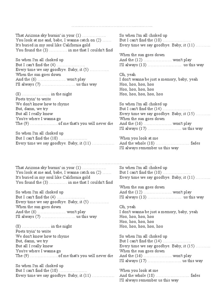 I'll Always Remember Us This Way | PDF