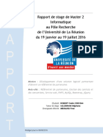 Rapport de Stage de Master 2 Informatique Au Pôle Recherche de L'université de La Réunion Du 19 Janvier Au 19 Juillet 2016
