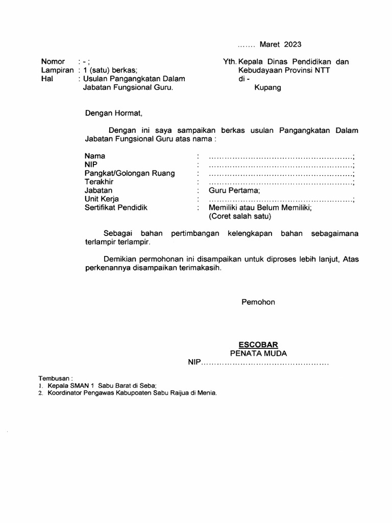 Contoh Permohonan Pribadi | PDF