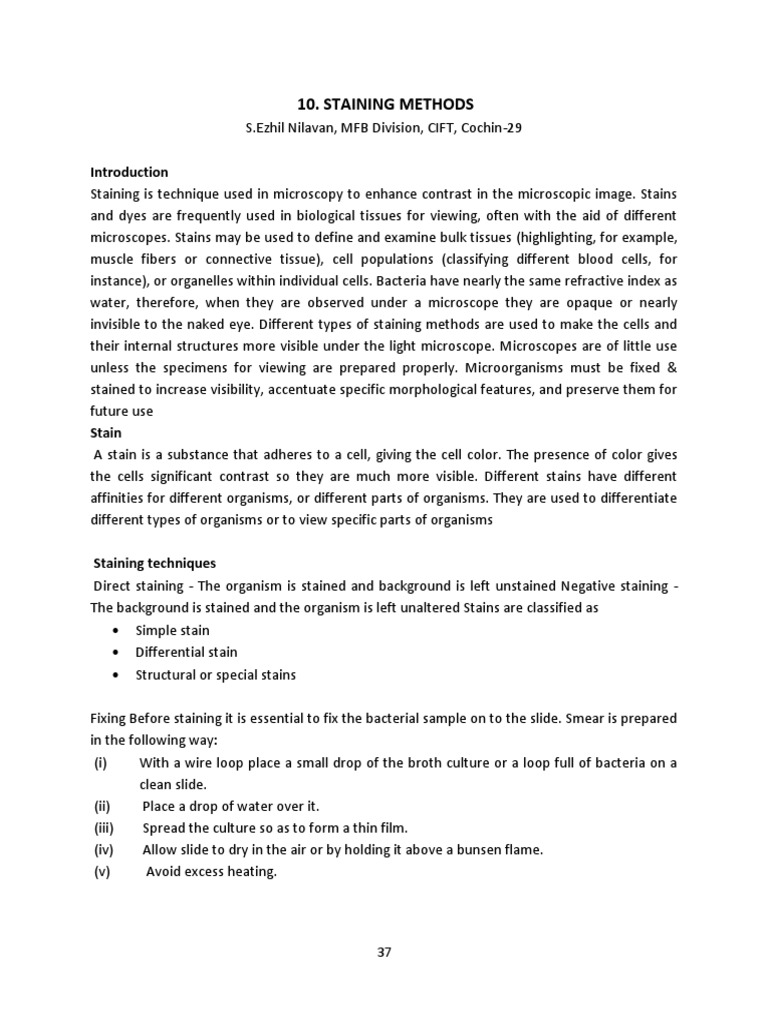 Staining Methods Pdf Staining Microbiology