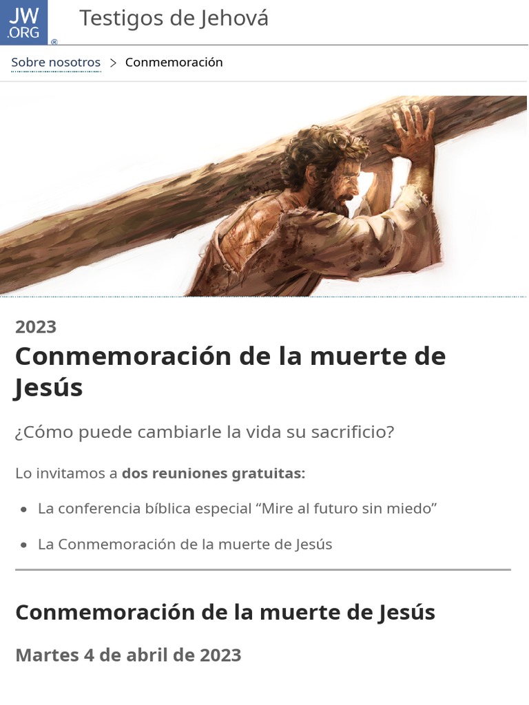 Testigos de Jehová - Conmemoración de La Muerte de Jesús, Martes 4 de ...