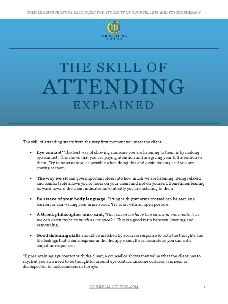 Understanding Attending Skills in Counseling | PDF