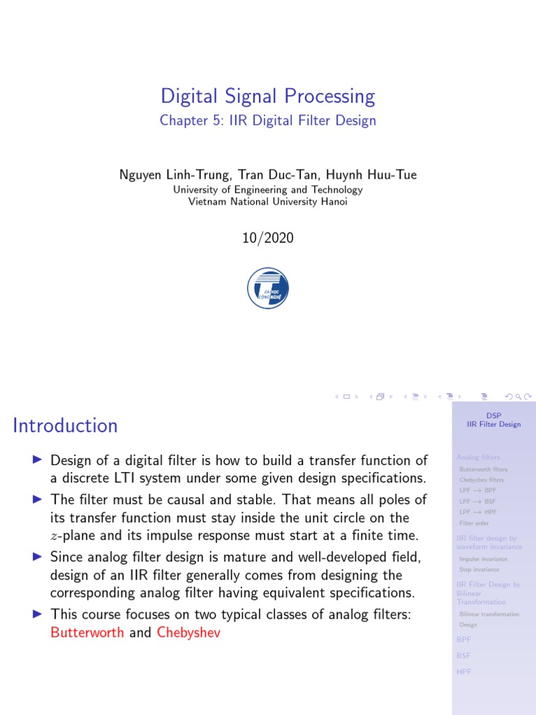 Digital Signal Processing Chapter 5 IIR Digital Filter Design PDF