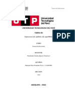 Universidad Tecnológica Del Perú Tarea 03: Ejercicios de Análisis de Equilibrio