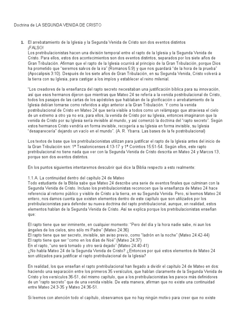Doctrina de LA SEGUNDA VENIDA DE CRISTO | PDF | Éxtasis | Evangelio de ...