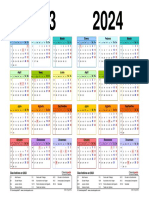 Calendario 2023 2024 Horizontal en Color