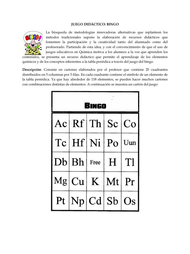 Bingo de elementos de la tabla periódica🍄 Seja bem-vindo às apostas ...