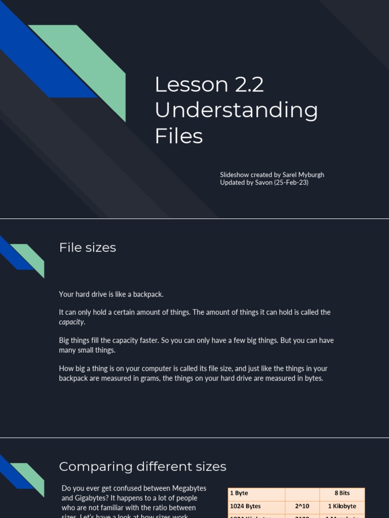 Lesson 2 2 understanding files slideshow created by sarel myburgh