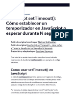 Javascript Settimeout : Cómo Establecer Un Temporizador en Javascript O Esperar Durante N Segundos