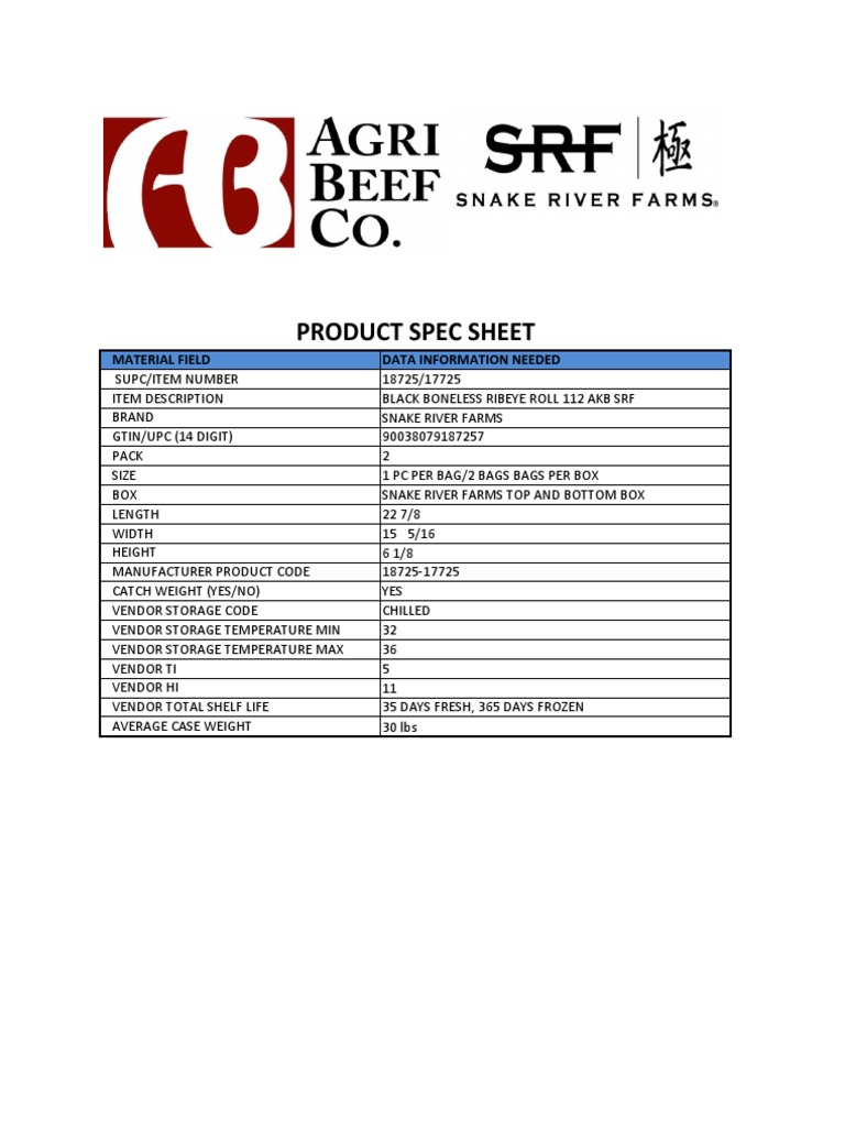 Black Boneless Ribeye Roll Specs | PDF | Science & Mathematics ...