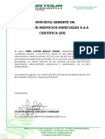 La Suscrita Gerente de Saidertour Servicios Especiales S.A.S Certifica Que