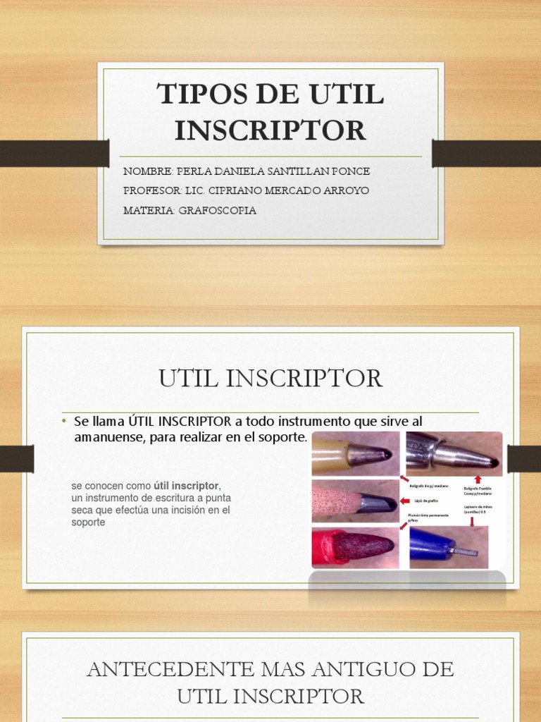 Tipos de Util Inscriptor PDFF | PDF