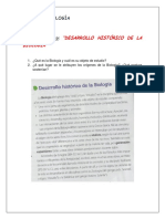 "Desarrollo Histórico de La Biología": Asignatura: BIOLOGÍA Curso: 1° Año Trabajo Práctico