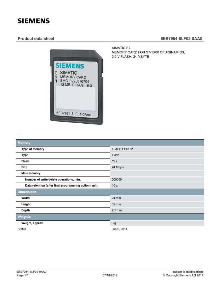 Siemens S7 1500 - Memory 24MB | PDF