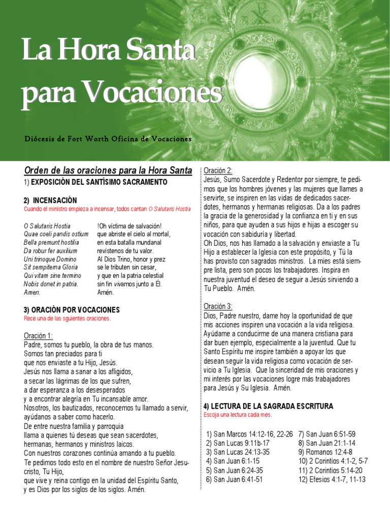 Hora Santa para Vocaciones en la Iglesia | PDF | eucaristía | María ...