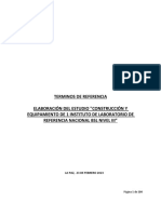 Terminos de Referencia Elaboración Del Estudio "Construcción Y Equipamiento de 1 Instituto de Laboratorio de Referencia Nacional BSL Nivel Iii"