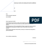 Carta de Despedimento Por Motivo de Mudança de Local de Residência