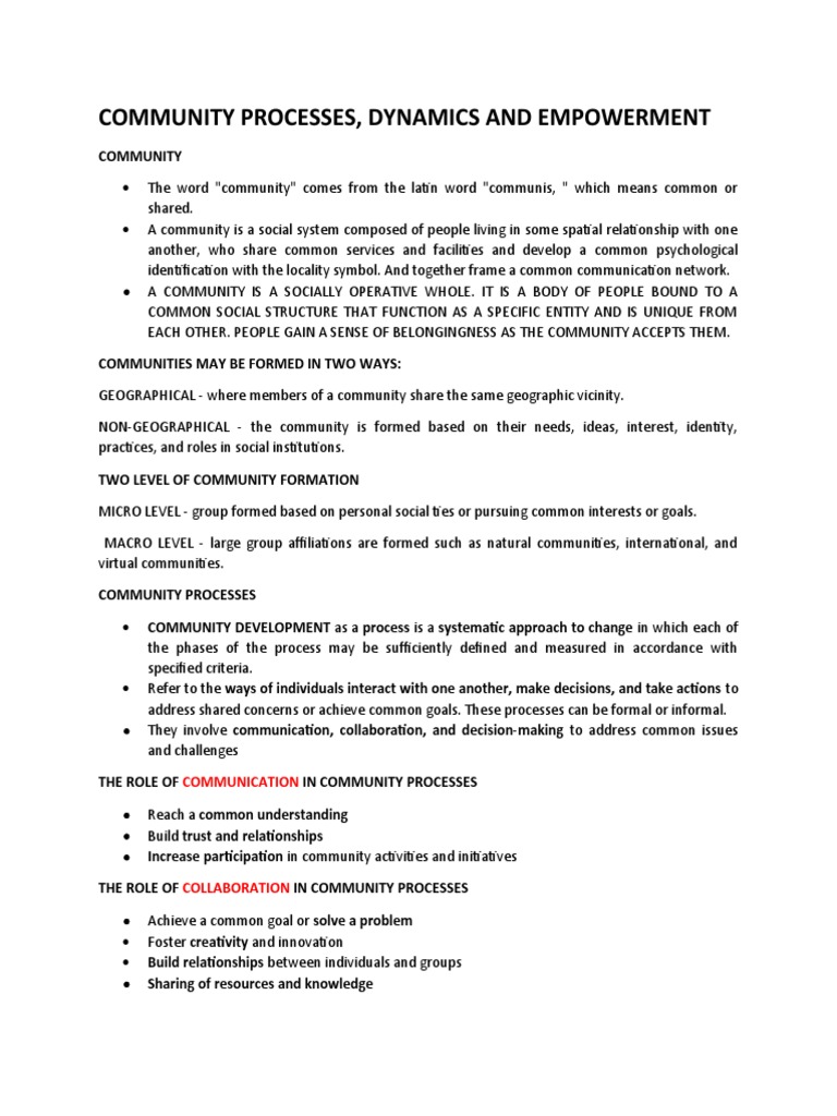 Community Processes PDF Community Communication