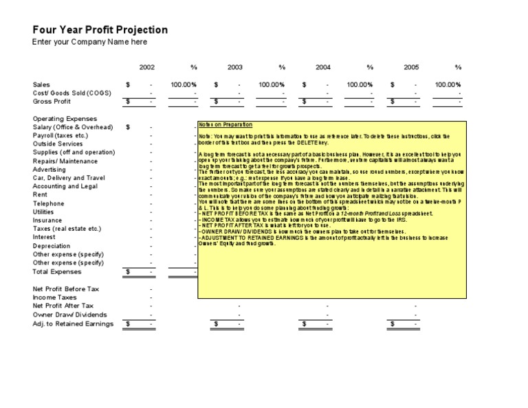 Four Year Profit Projection | PDF | Net Income | Retained Earnings