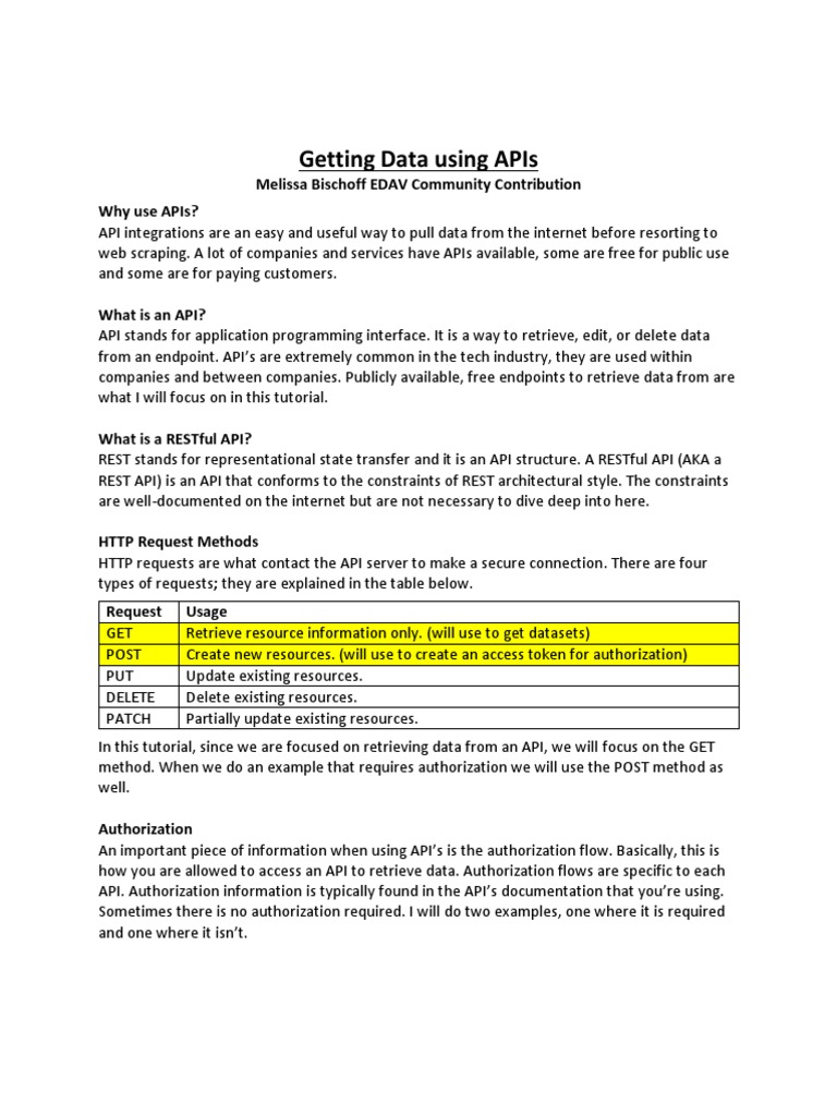 Getting Data Using APIs | PDF