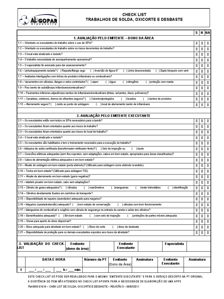 Check List de Segurança em Solda | PDF | Processos industriais ...