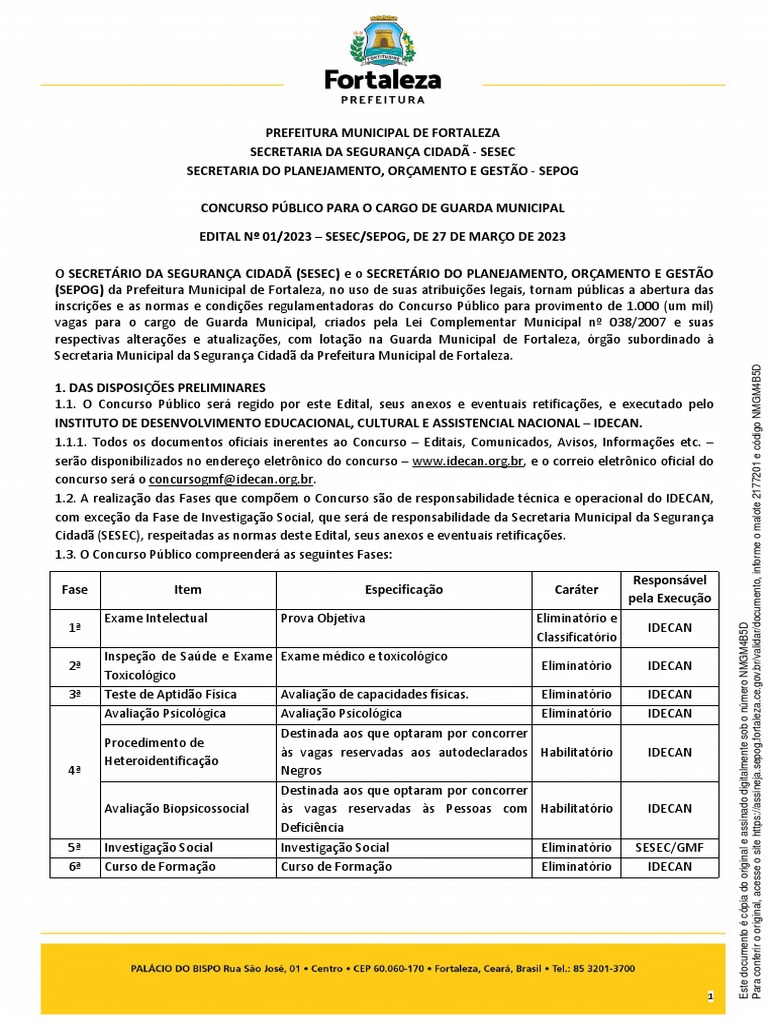 Edital do Concurso Guarda Municipal 2023 | PDF | Deficiência