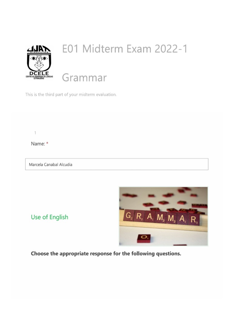 Examen de Ingles 3 | PDF