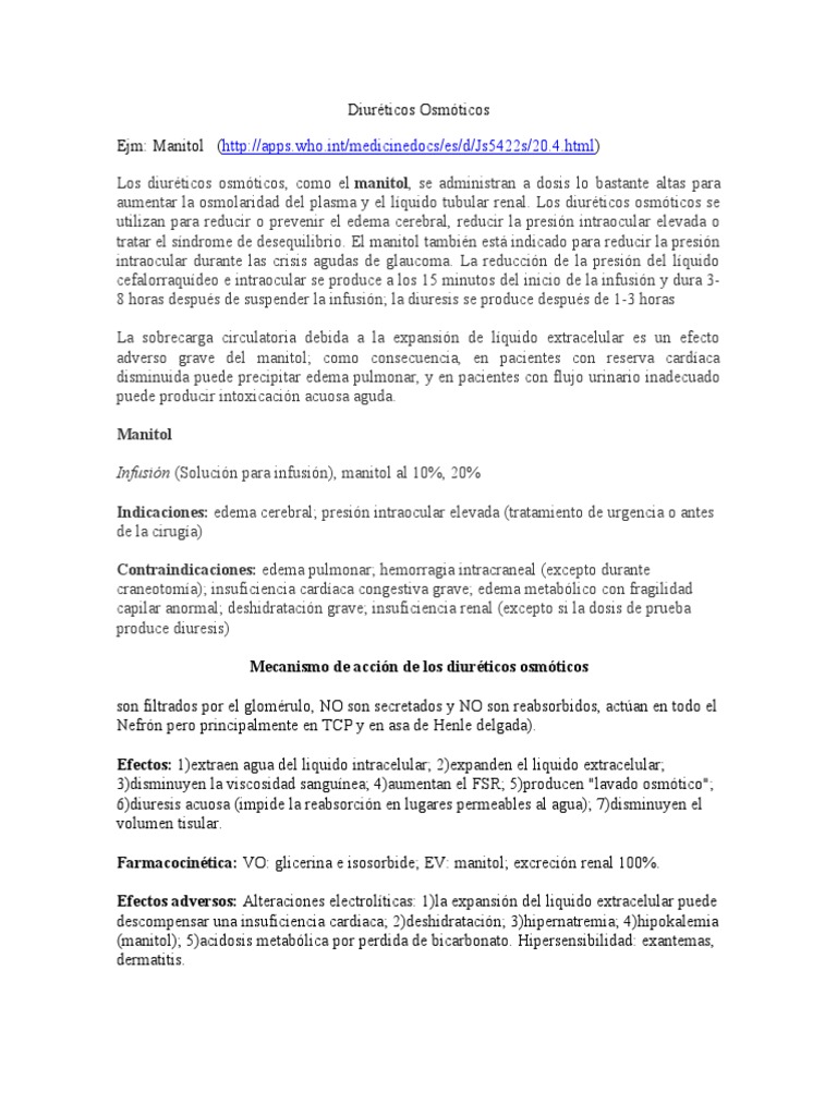 Diuréticos Osmóticos | PDF | Especialidades Medicas | Medicina CLINICA